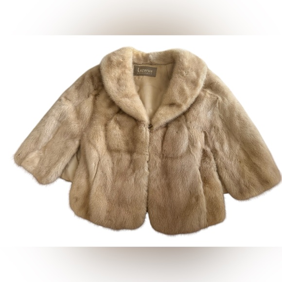 Lazarus Columbus furs natural light brown mink royal quality cape poncho - Picture 5 of 12